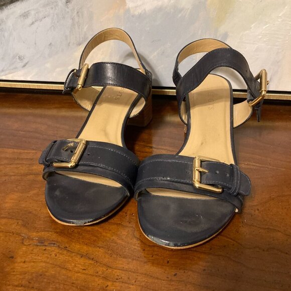 Talbots Black Kitten Heel Women Size 9 Open Toe Buckle Strap - Picture 11 of 12